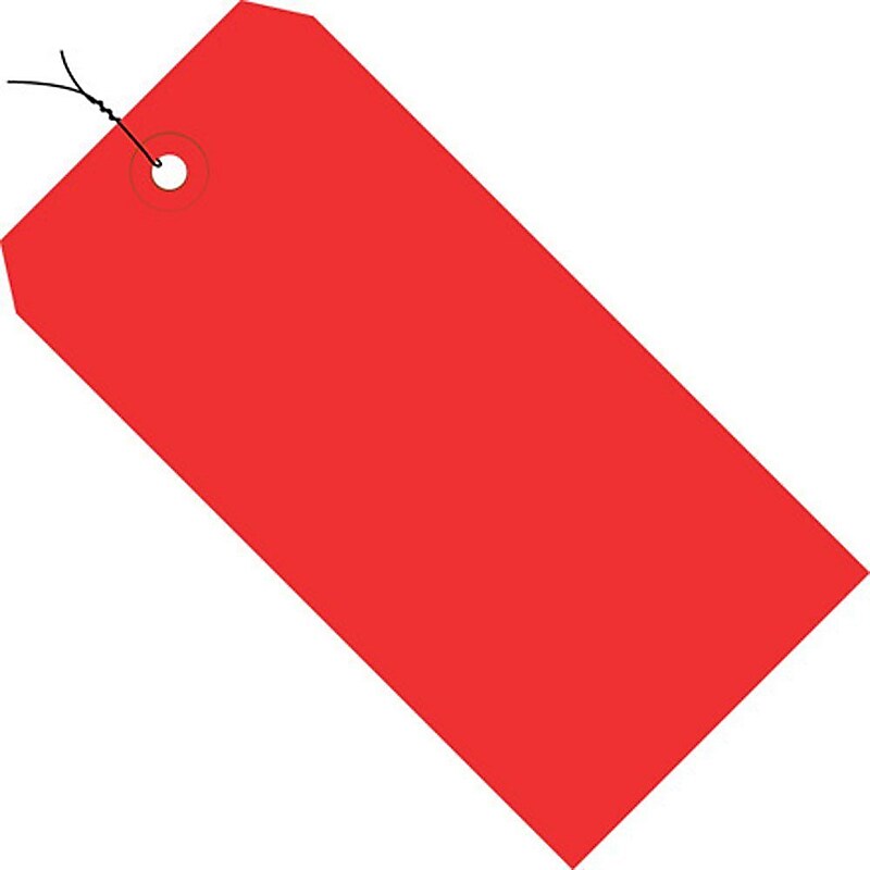 Shipping Pre-Wired Tags, 13 Pt, 5 3/4" x 2 7/8", Red, 1000/Case image 1