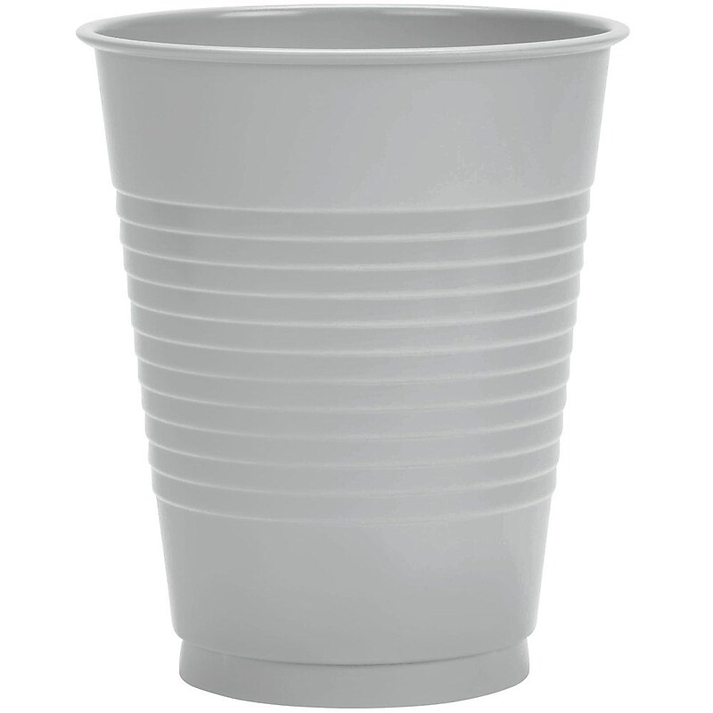 Creative Converting Shimmering Silver Plastic Cups, 60 Count (DTC28106081TUMB) image 1