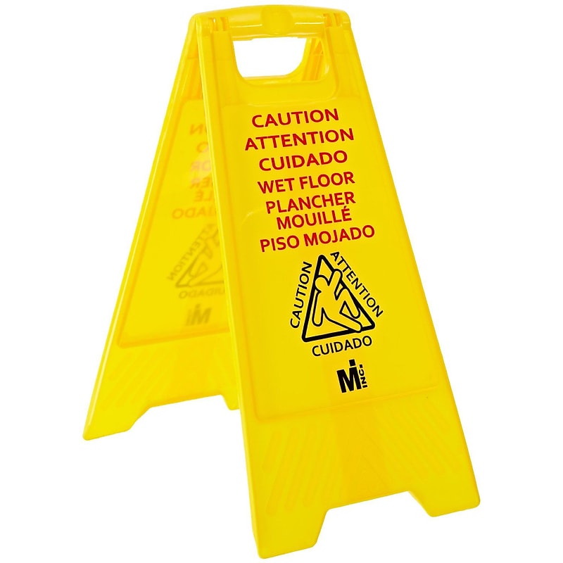 Mutual Industries "Caution Wet Floor" Industrial Floor Sign, Yellow image 1