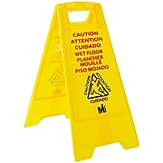 Mutual Industries "Caution Wet Floor" Industrial Floor Sign, Yellow
