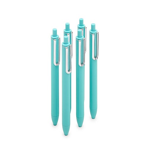 Poppin Luxe Retractable Gel Pen, Fine Point, Blue Ink, 6/Pack (100089