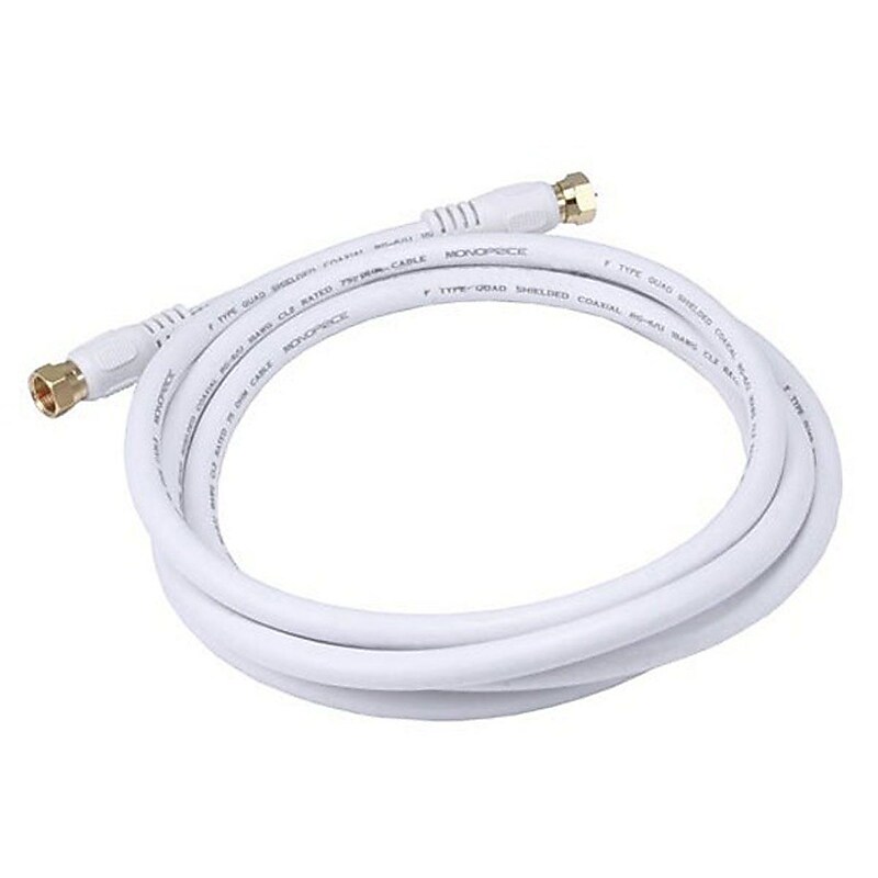 Monoprice 104058 6' RG6 Coaxial Cable, White (104058) image 1