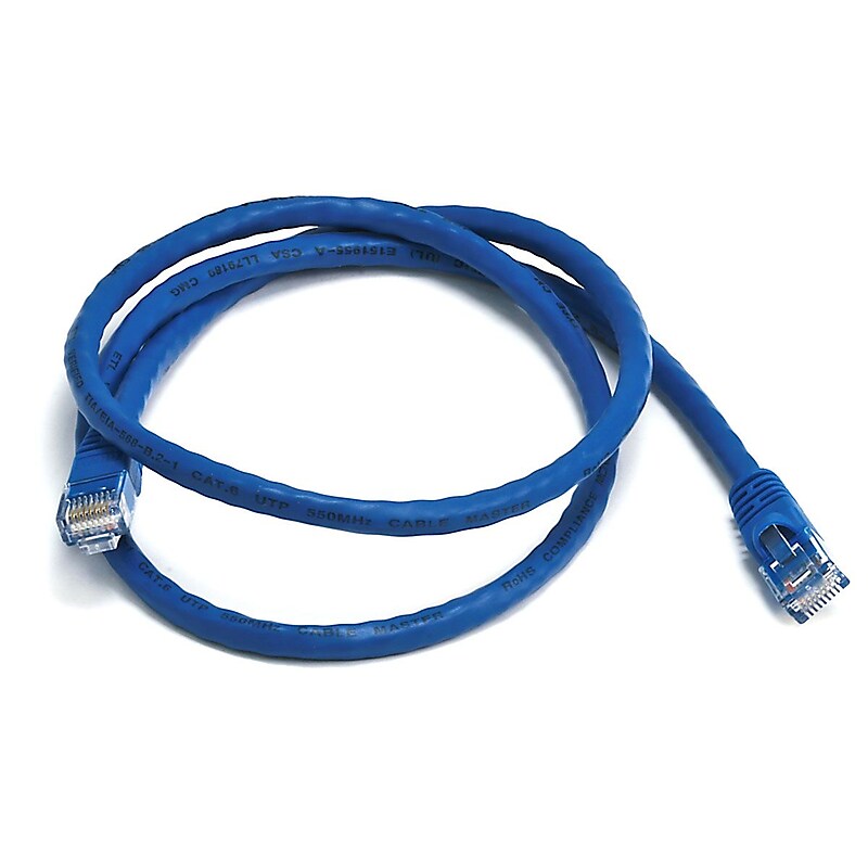 Monoprice 3' 24 AWG CAT-6 UTP Ethernet Network Cable, Blue image 1