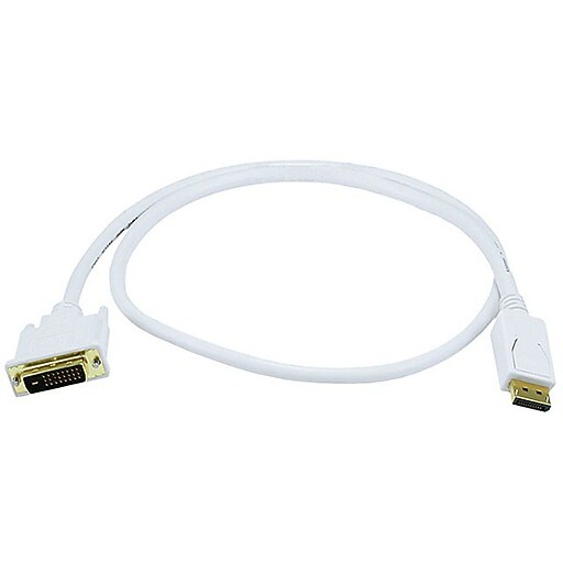 Monoprice® 3' DisplayPort Male to DVI Male 28AWG Cable, White Staples