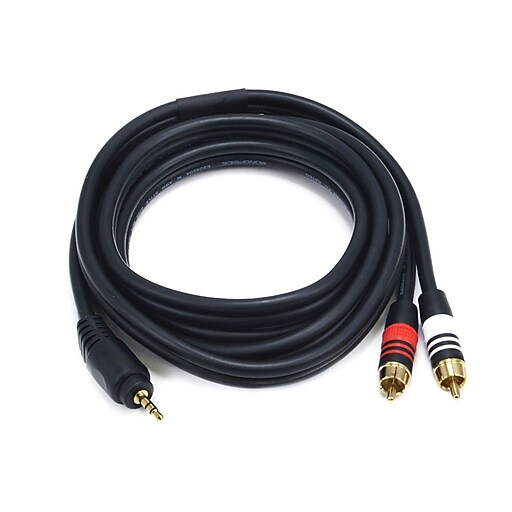Monoprice® Premium 6' Gold Plated 3.5mm Stereo Male to 2RCA Male 22AWG