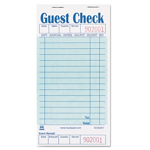 Shop Staples for Royal Guest Check Book, 3 1/2 X 6 7/10, 50/book, 50
