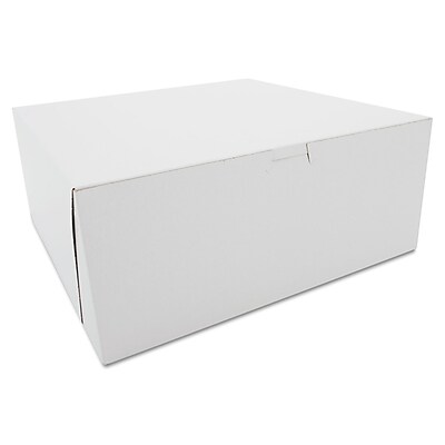 Southern Champion Tray 0987 Clay Coated Kraft Paperboard White Non-Window Lock Corner Bakery Box, 12" Length x 12" Width x 5" Height (Case of 100)