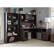 Bush Furniture Cabot L Shaped Desk with Hutch and 5 Shelf Bookcase, Heather Gray, (CAB011HRG)