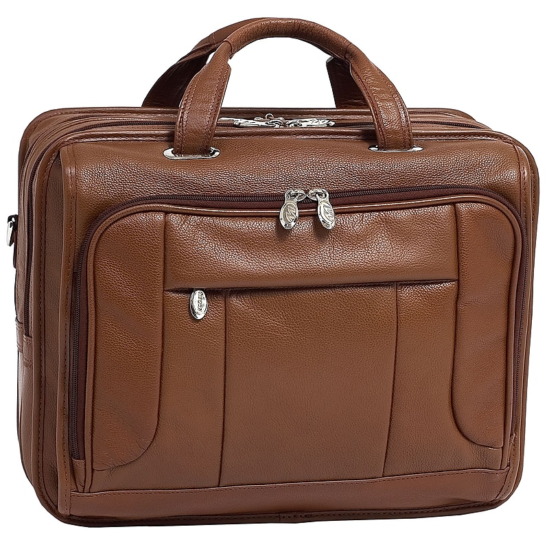 McKlein S Series, RIVER WEST, Pebble Grain Calfskin Leather, Fly-Through Checkpoint-Friendly Laptop Briefcase, Brown (15714) image 1