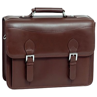 Siamod MANAROLA, BELVEDERE, Oil Pull-Up Leather, Double Compartment Laptop  Briefcase, Cognac (25064)