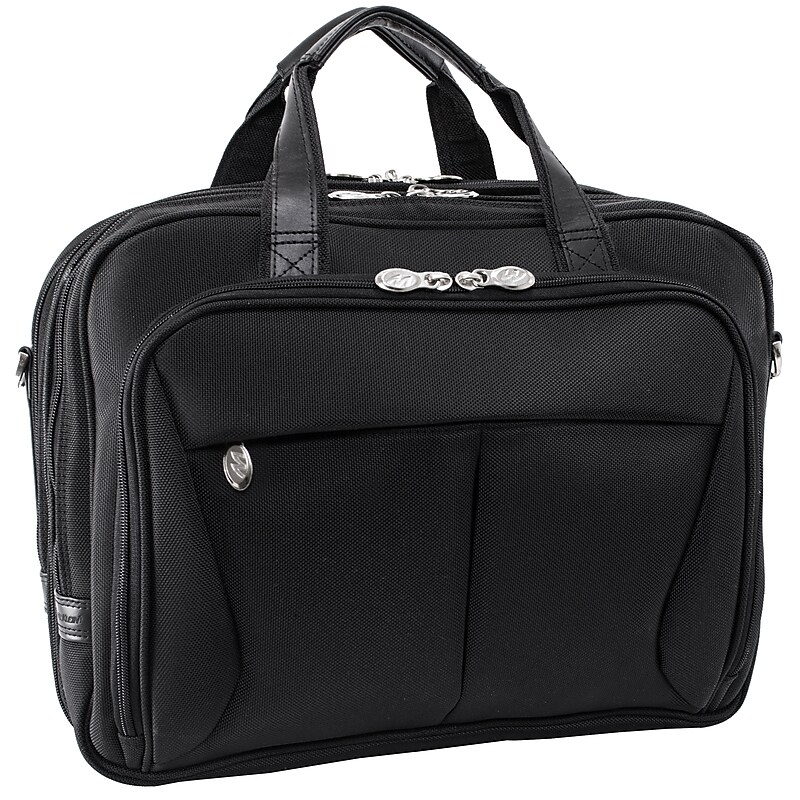 McKlein Pearson Expandable Double Compartment Laptop Briefcase, Tech-Lite Ballistic Nylon, Black (74565) image 1