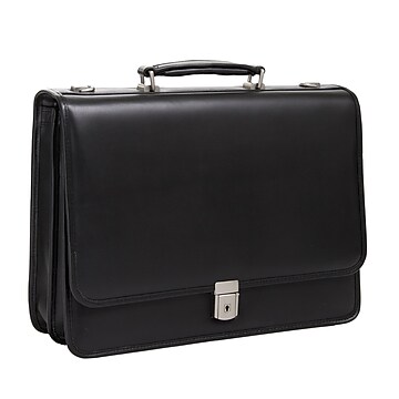 McKlein LAWSON Leather Briefcase, Laptop Compatible, Black (80455