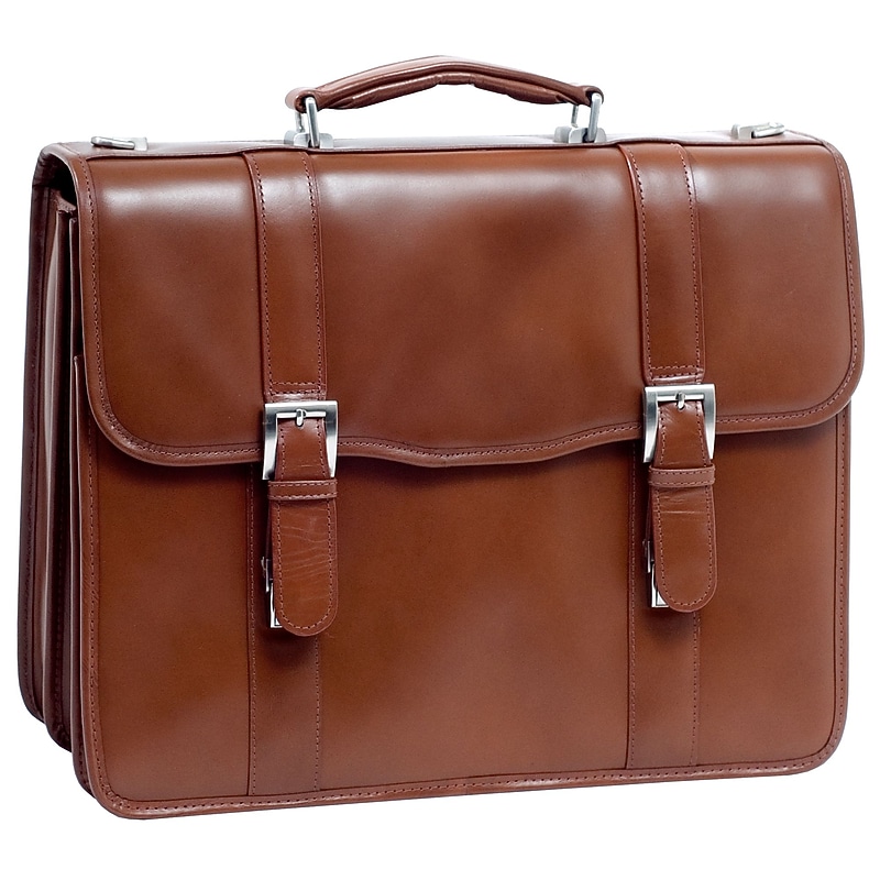 McKlein Flournoy, Double Compartment Laptop Briefcase, Top Grain Cowhide Leather, Brown (85954) image 1