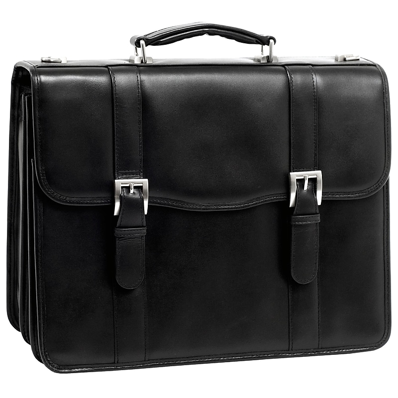 McKlein V Series, FLOURNOY, Top Grain Cowhide Leather, Double Compartment Laptop Briefcase, Black (85955) image 1