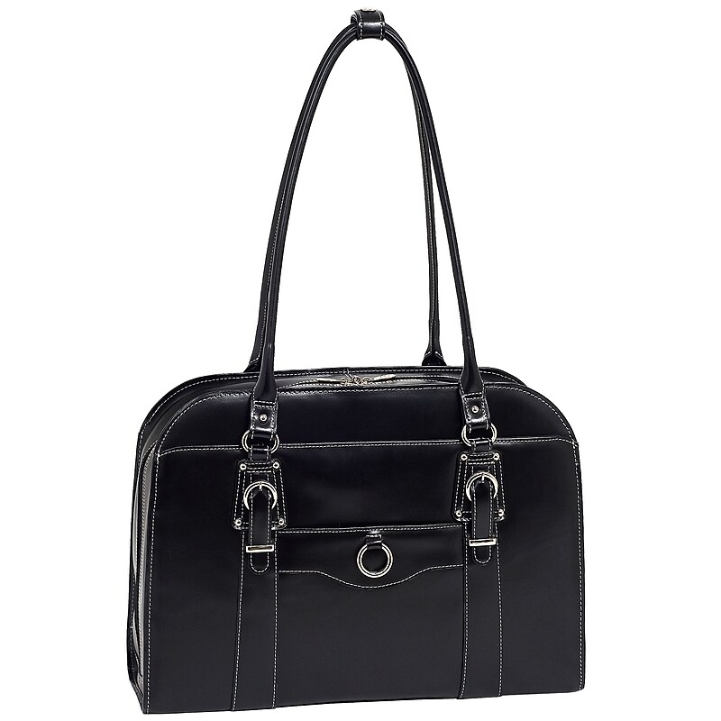 McKlein W Series Laptop Briefcase, Black Trimmed In Sand Leather (96525) image 1