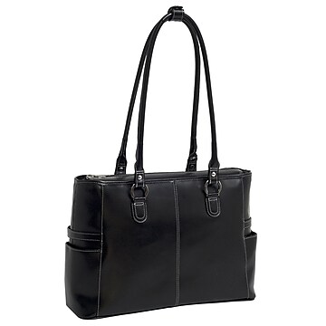 McKlein W Series Laptop Briefcase, Black Trimmed In Red Leather (96565)