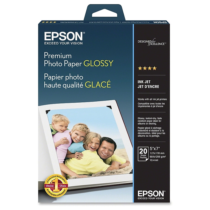 Epson Glossy Photo Paper, 5" x 7", 20 Sheets/Pack (S041464) image 1