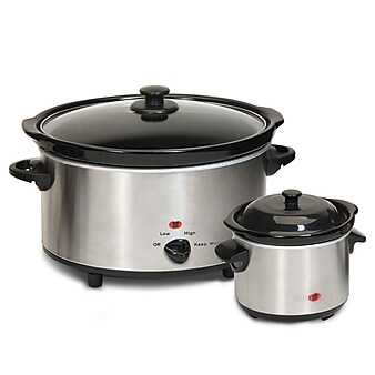 Elite 5-Quart 2-Piece Slow Cooker and Dipper Set; Silver (KM500D)