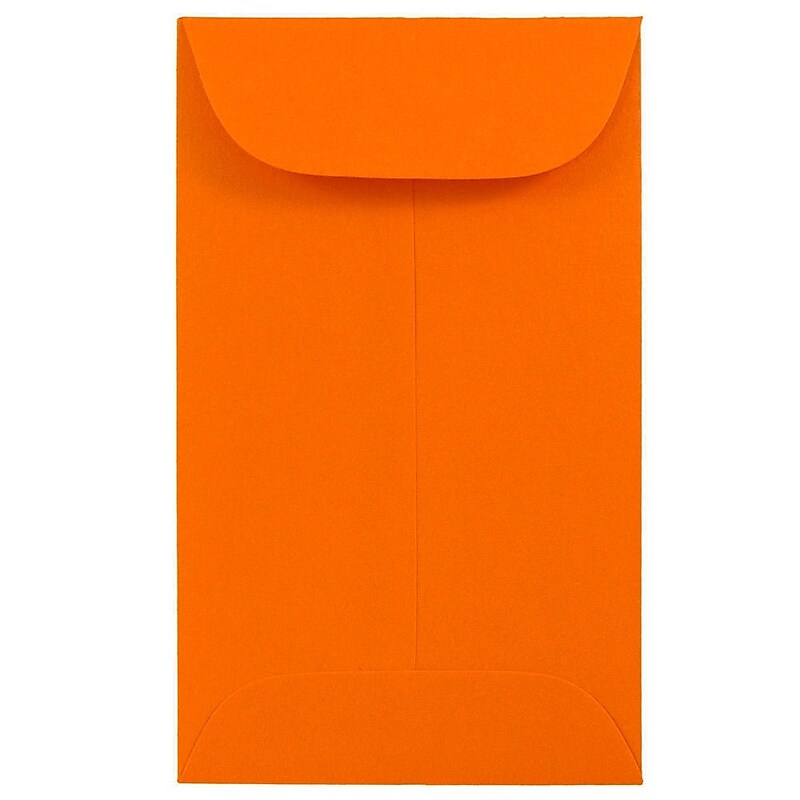 JAM Paper #3 Coin Business Colored Envelopes, 2.5 x 4.25, Orange Recycled, 100/Pack (356730538B) image 1