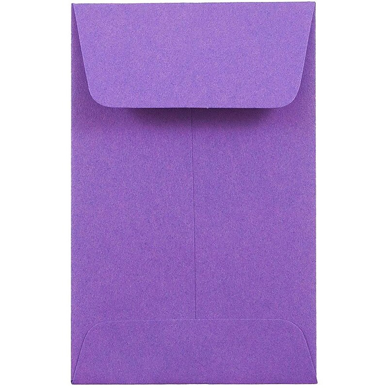JAM Paper #1 Coin Business Colored Envelopes, 2.25 x 3.5, Violet Purple Recycled, Bulk 1000/Carton (353027837C) image 1