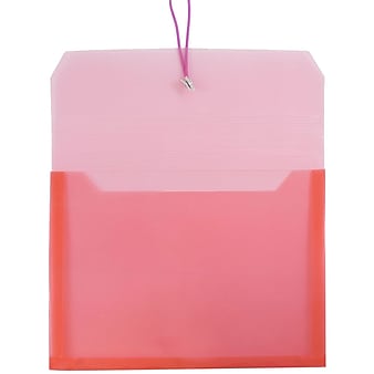 JAM PAPER Plastic Expansion Envelopes with Elastic Band Closure, Letter Size, Red (218E25RE)