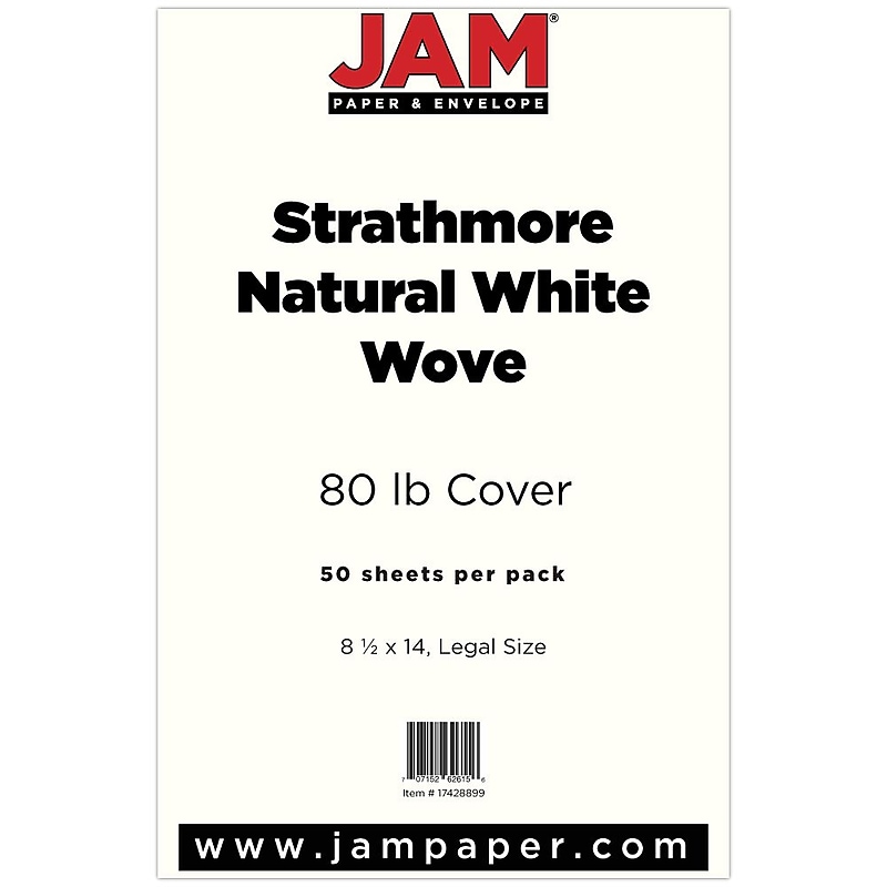 JAM Paper 80 lb. Cardstock Paper, 8.5" x 14", Natural White, 50 Sheets/Pack (17428899) image 1