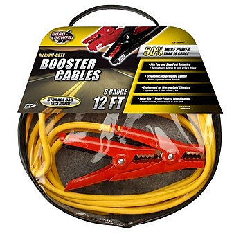 Coleman Cable 08467 8-Gauge Medium Duty Booster Cables with Bag, 12-Feet