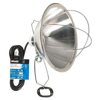 Woods 0166 10-1/2-Inch Brooder Lamp with Heavy-Duty Clamp, Porcelain Socket, 6-Foot Cord