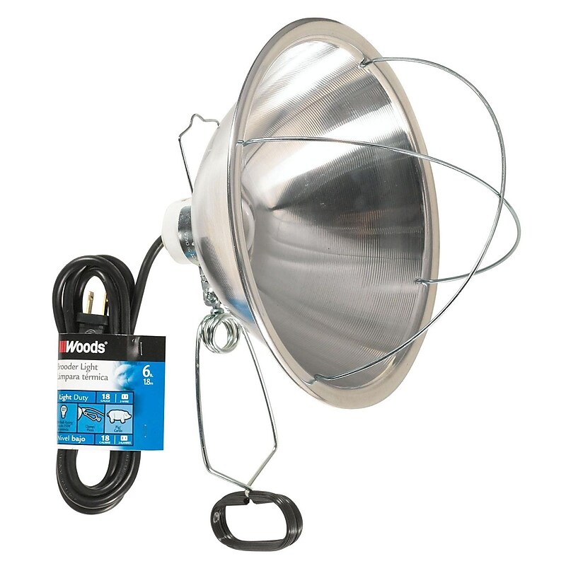 Woods 0166 10-1/2-Inch Brooder Lamp with Heavy-Duty Clamp, Porcelain Socket, 6-Foot Cord image 1