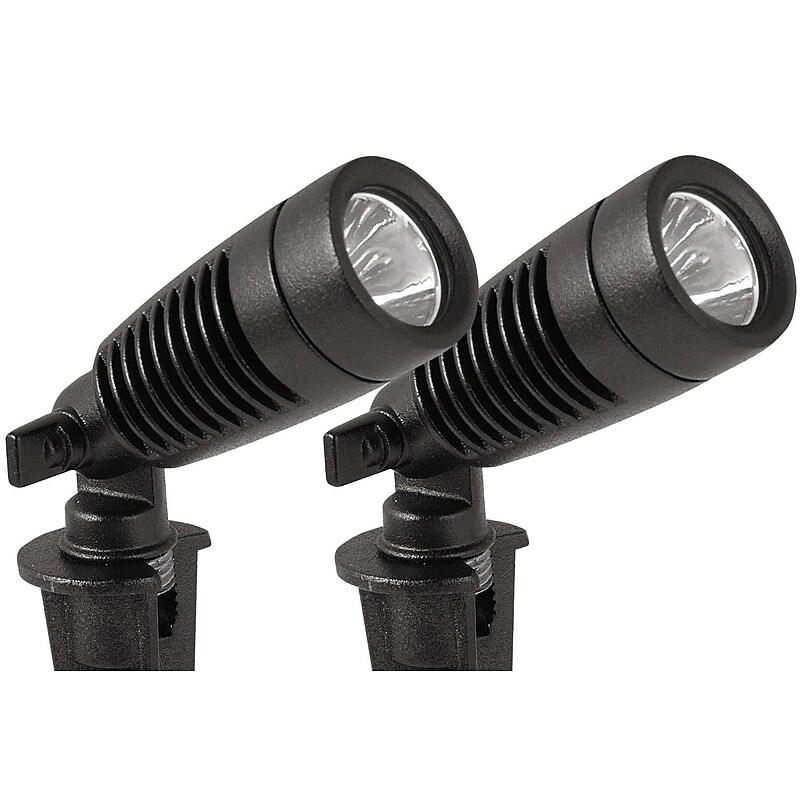 Moonrays 95557 Low Voltage 1-Watt 12-Volt LED Adjustable Spotlight, 2-Pack, Black Finish image 1