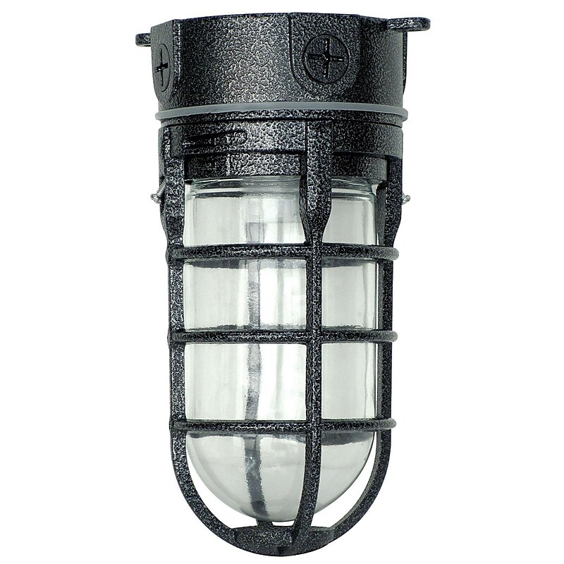 Woods L1706BLK Traditional 100W Incandescent Weather Industrial Light, Ceiling Mount, Hammered Black image 1