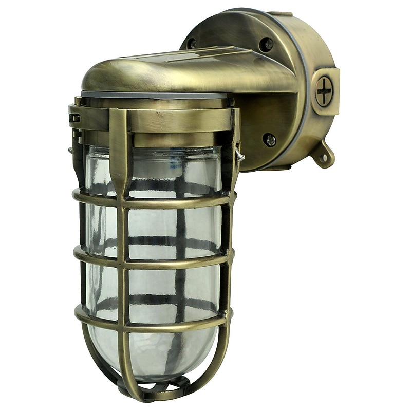 Woods L1707SVAB Traditional 100W Incandescent Weather Industrial Light, Wall Mount, Antique Brass image 1