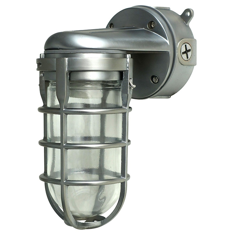 Woods L1707SVBS Traditional 100W Incandescent Weather Industrial Light, Wall Mount, Brushed Steel image 1