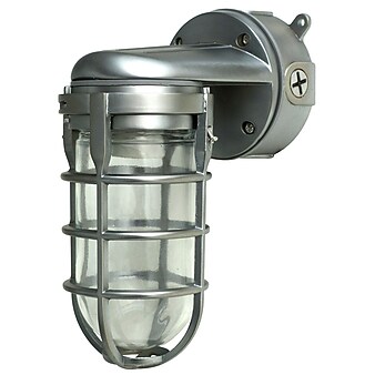 Woods L1707SVBS Traditional 100W Incandescent Weather Industrial Light, Wall Mount, Brushed Steel