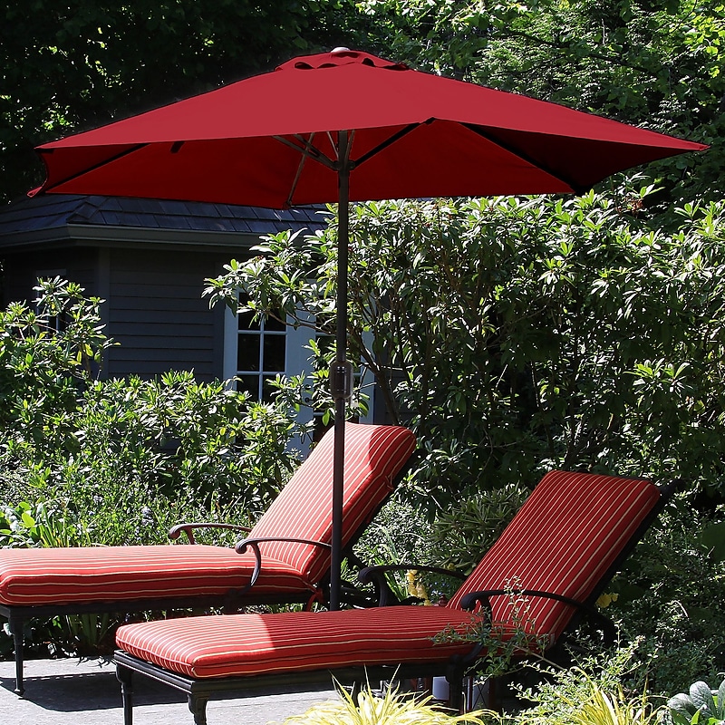 Pure Garden 9 Foot Aluminum Patio Umbrella with Auto Crank - Red (M150006) image 1