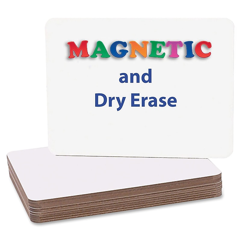 Flipside Magnetic Plain Dry Erase Board, 12" (1 ft) W x 9" (0.8 ft) H, White Surface, Rectangle, Mount, 12/Pack image 1