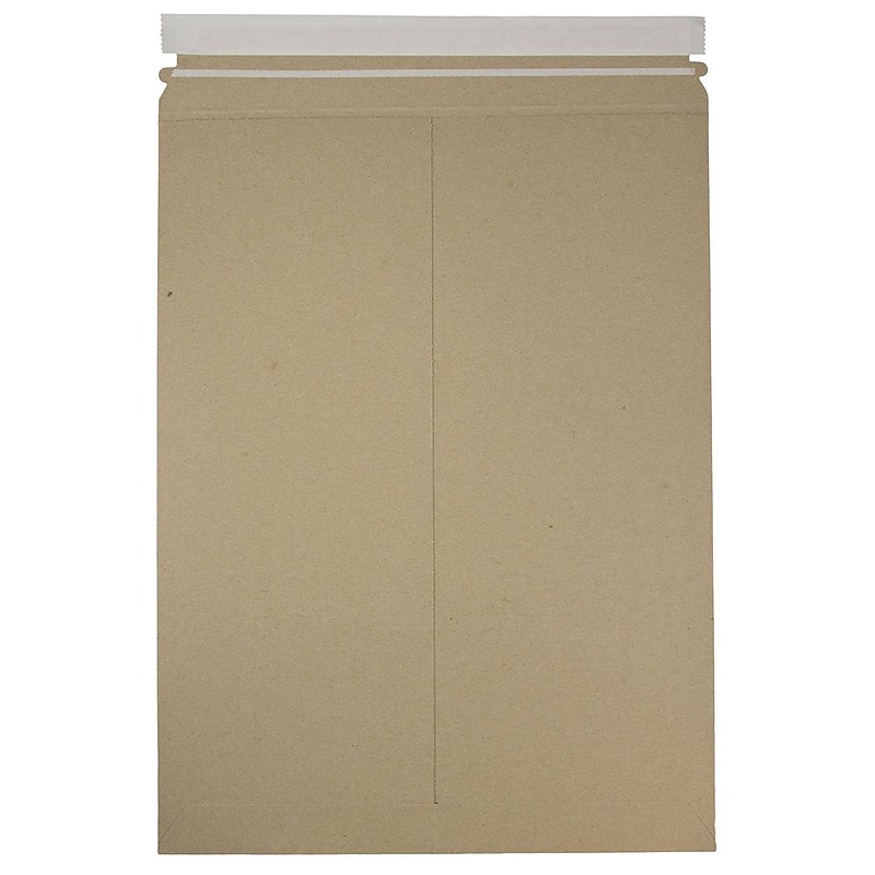 JAM Paper® Stay-Flat Photo Mailer Stiff Envelopes with Self-Adhesive Closure, 13 x 18, Brown Kraft, Sold Individually (8866646) image 1