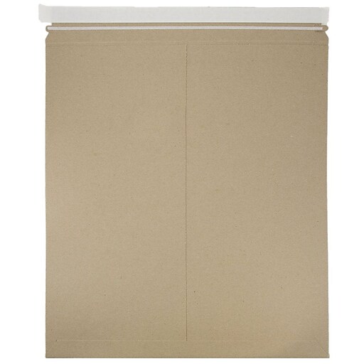 JAM Paper® StayFlat Photo Mailer Envelopes, 17 x 21, Brown Kraft, Self