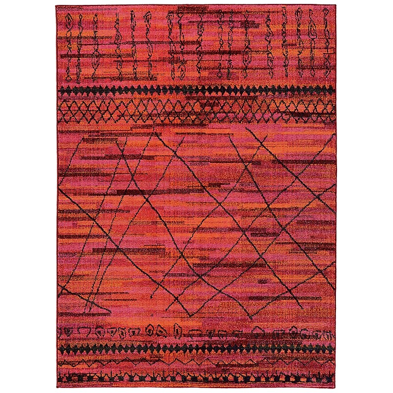 StyleHaven Traditional Floral Polypropylene 5'3" X 7'9" Red/Ivory Area Rug (WARI623V35X8L) image 1