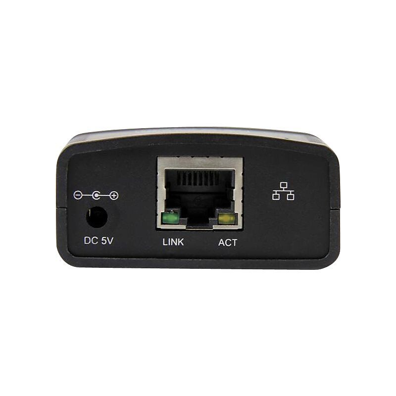 StarTech.com® PM1115U2 Black Ethernet to USB 2.0 Network LPR Print Server for Mac/PC image 1