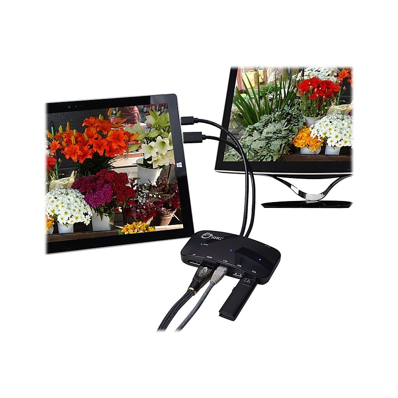 SIIG® Mini-DP Video Dock with USB 3.0 LAN Hub, Black (JU-H30412-S1) image 1