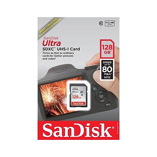 Shop Staples for SanDisk ® SDSDUNC128GAN6IN Ultra ® Class 10/UHSI