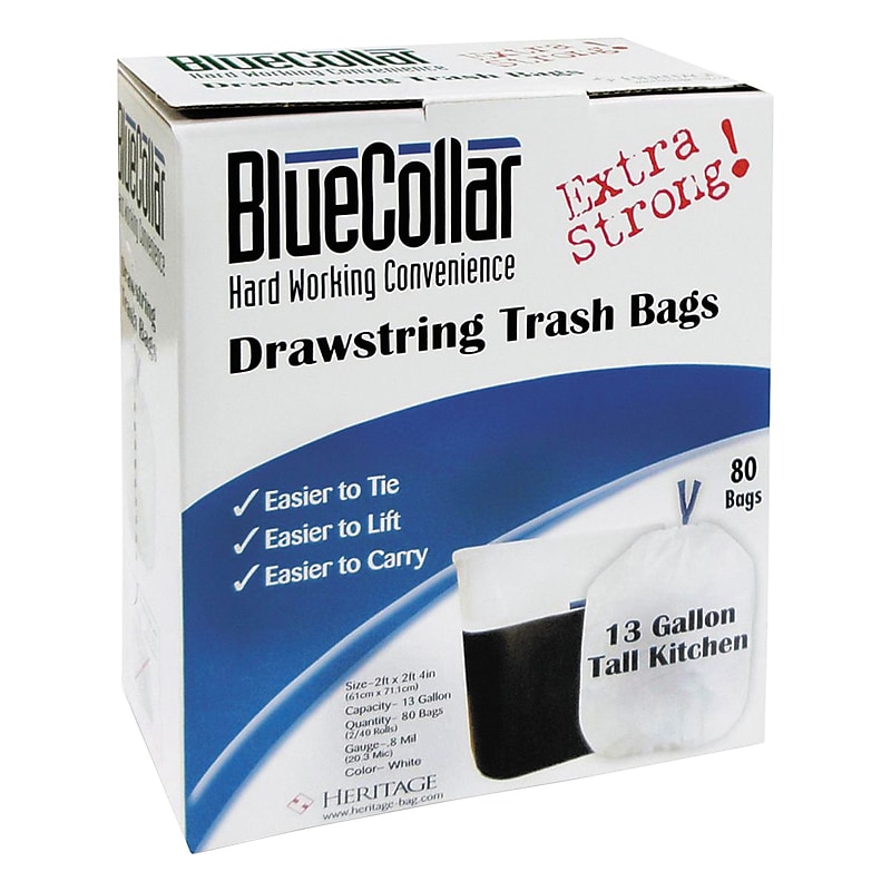 Heritage Bag Drawstring Trash Bags, 13 gal Capacity, Drawstring Closure image 1