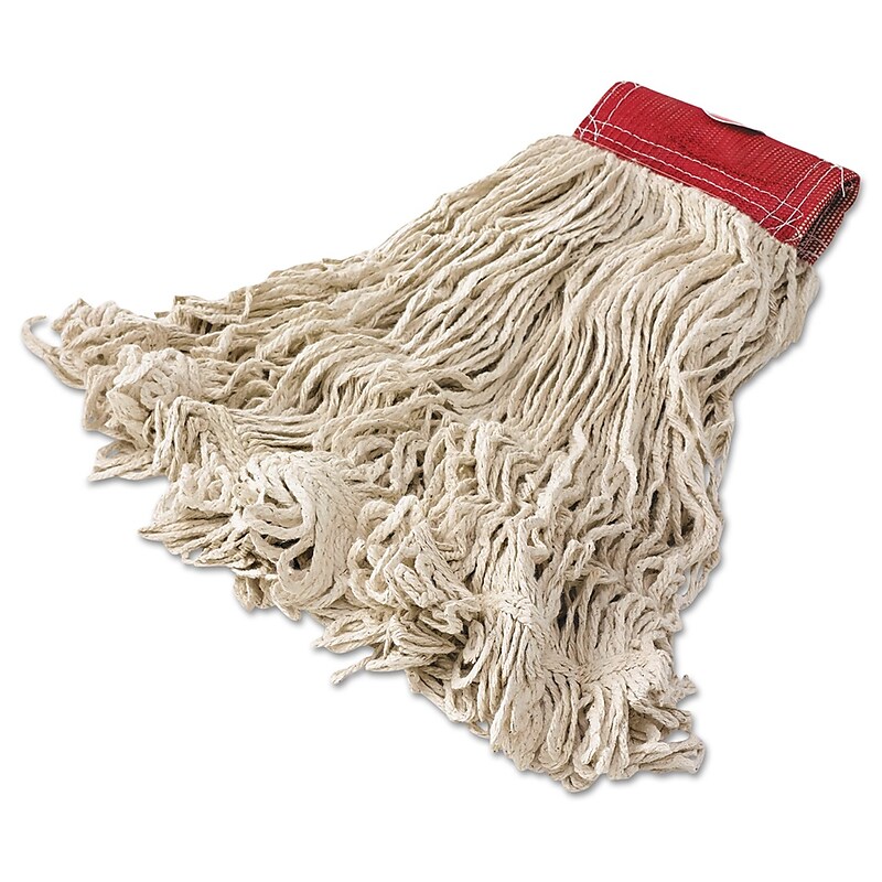 Rubbermaid Commercial Super Stitch Cotton Looped End Wet Mop Head, Large, 5" Red Headband image 1