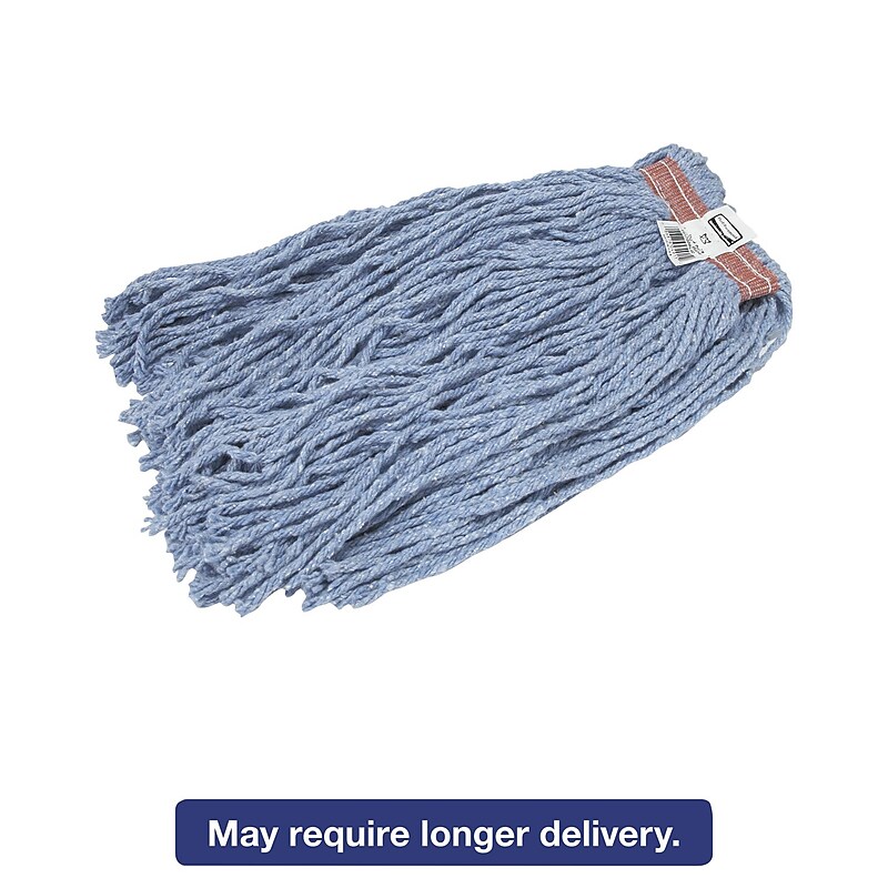 Rubbermaid Commercial Cut-End Blend Mop Head, Cotton/synthetic, Blue, 20 Oz, 1-In. Headband, 12/carton image 1