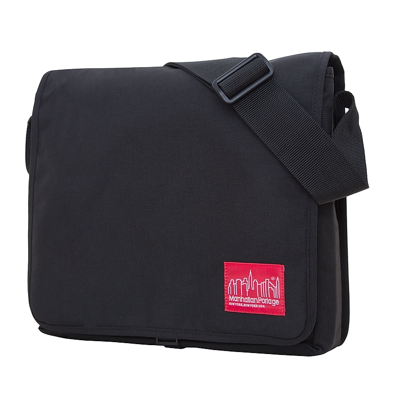 Manhattan Portage DJ Fabric Water Resistant Messenger Bag, Black (1428 BLK) image 1
