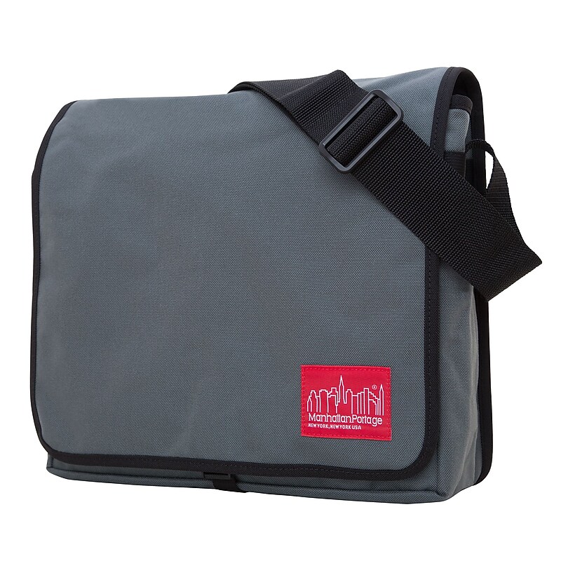 Manhattan Portage DJ Fabric Water Resistant Messenger Bag, Gray (1428 GRY) image 1