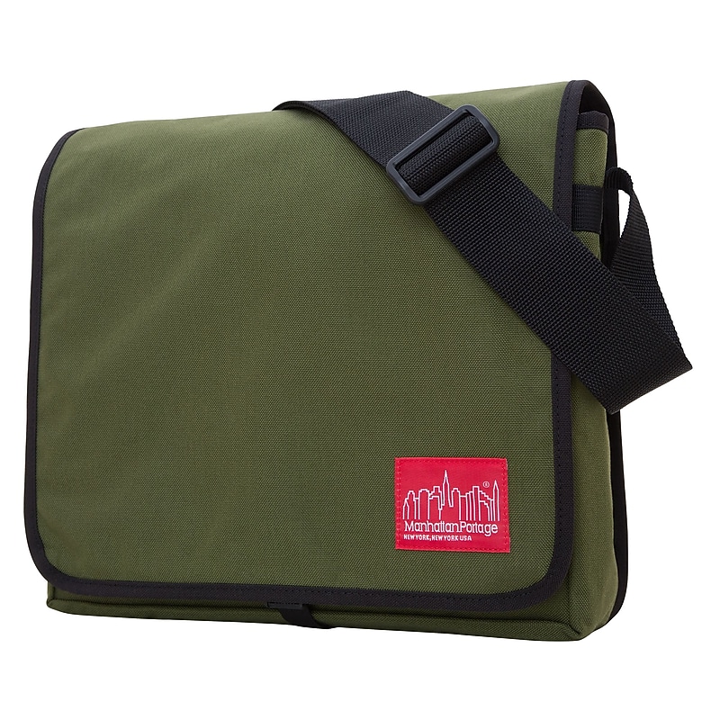 Manhattan Portage DJ Fabric Water Resistant Messenger Bag, Green (1428 OLV) image 1