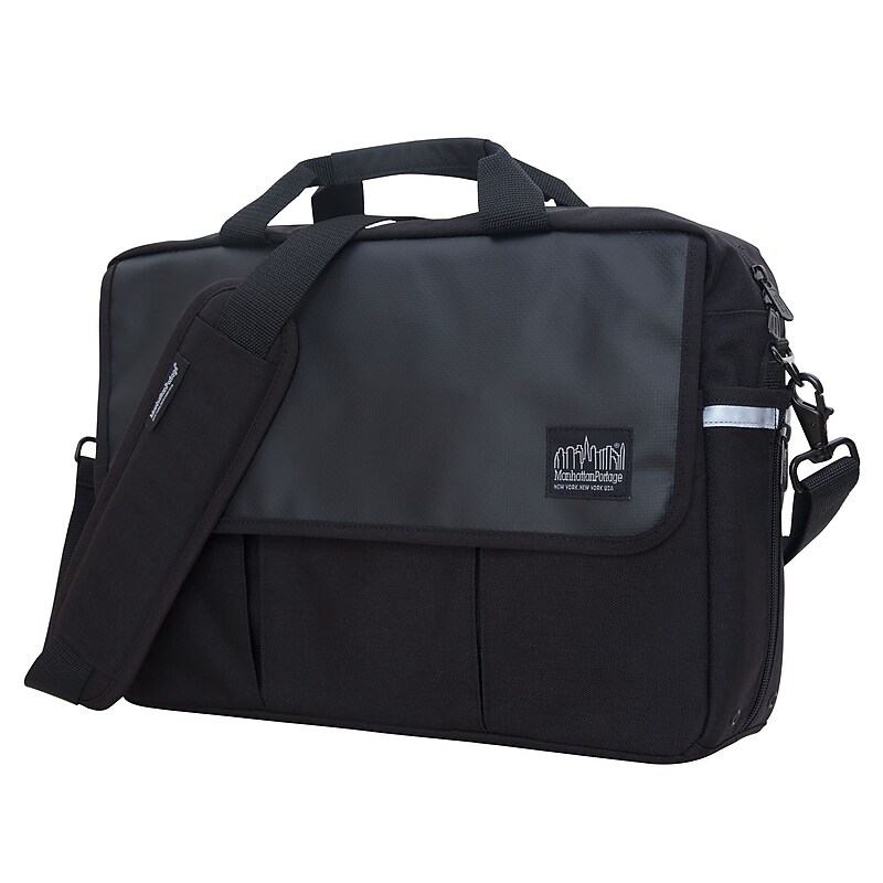 Manhattan Portage Webb Convertible Nylon Briefcase, Laptop Compatible, TSA Checkpoint Friendly, Black (1448-BL BLK) image 1