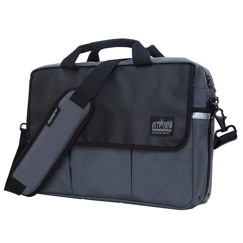 Manhattan Portage Webb Convertible Nylon Briefcase, Laptop Compatible, TSA Checkpoint Friendly, Grey (1448-BL GRY) image 1